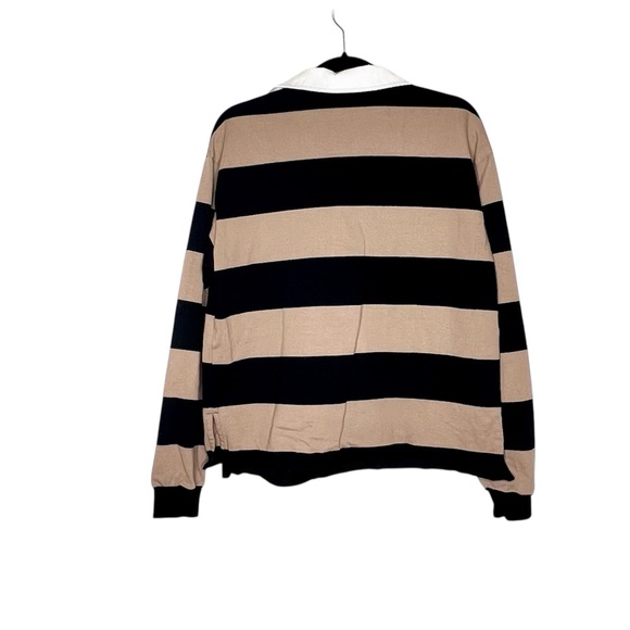 *SOLD* NEW Good American Oversized Rugby Shirt Tan/Black Size 1/2 (Small/Medium) - Picture 7 of 7